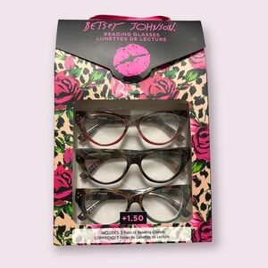 Betsey Johnson 3PCK Reading Glasses Set